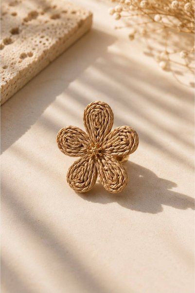 Ezoria Design Wicker Rope Flower Earrings