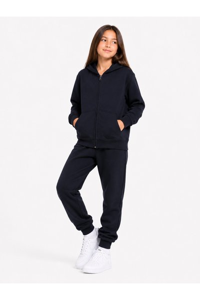 GİYİCEM TEKSTİL Girl's 2-Thread Seasonal Hooded Zippered Tracksuit Set G2027-9