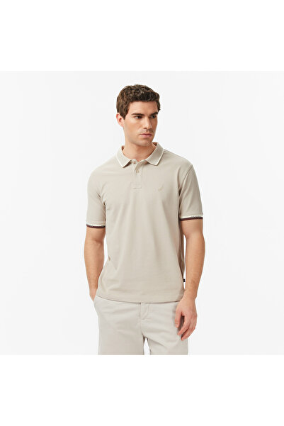 Nautica Men's Beige Regular Fit Polo Neck T-Shirt