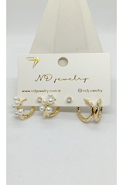 ndjewelry Aurora Pearl Detailed 6-Piece Earring Set