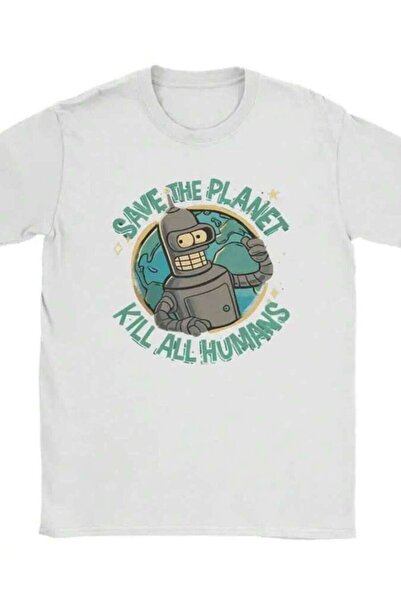 9JY تي شيرت Save The Planet Kill All Humans Futurama للرجال والنساء، تي شيرت ...