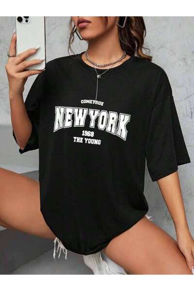 9JY Women's Shirts 1968 The New York Is Young Women Oversize Creativity Stree...