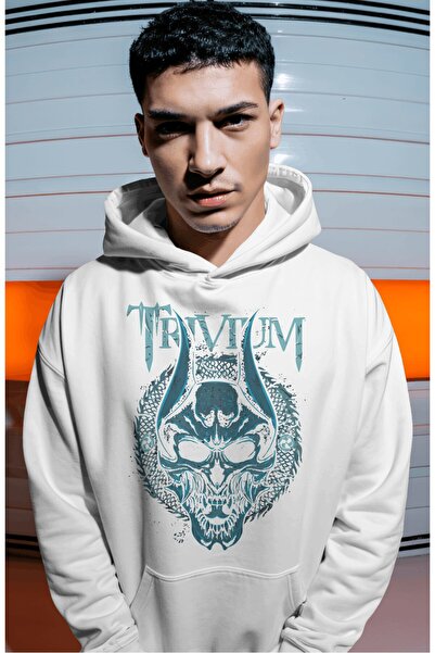 SEVBANO Hanorac premium oversize unisex cu imprimeu pe spate Trivium Rock Met...