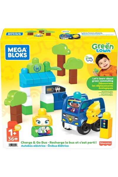 Mega Bloks ® Doğa Dostu Otobüs Seti, Yürüme Çağındaki Çocuklar İçin Yapı Oyun...