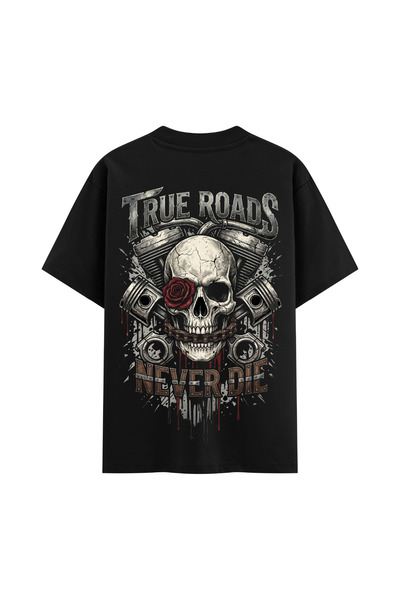 Iron Bloom Oversize Siyah Tişört