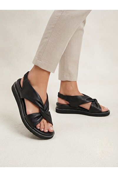 Rüya Shoes صنادل نسائية مريحة من الجلد الطبيعي مع نعل مطاطي