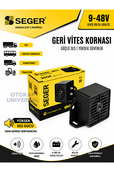 Seger 9V-48V Geri Vites Kornası İkaz Alarmı Universal Traktör Kamyon Tır Fork...
