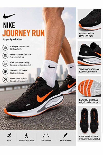 Nike Journey Run Erkek Koşu Ayakkabısı Siyah/Turuncu Günlük Spor Ayakkabı Com...