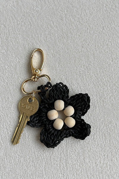 La La'Graccio Paris La'Graccio Paris Wicker Flower Keychain Wicker Black Flower