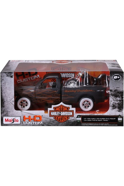 Maisto Set masina si motocicleta, Maisto, H-D Custom, 1999 Ford F350 Super Du...