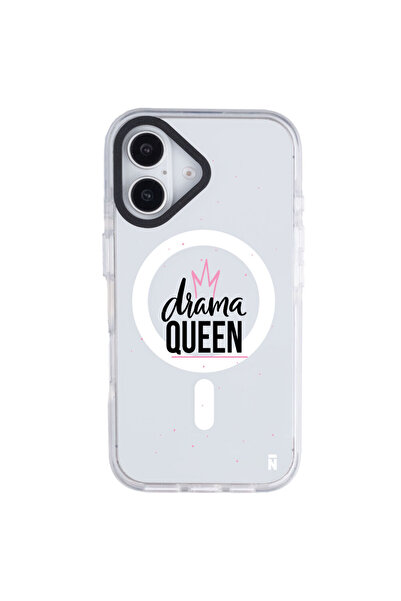 Casen iPhone 16 Yanları Beyaz Magsafe Arty Şeffaf Drama Queen Tasarımlı Premi...
