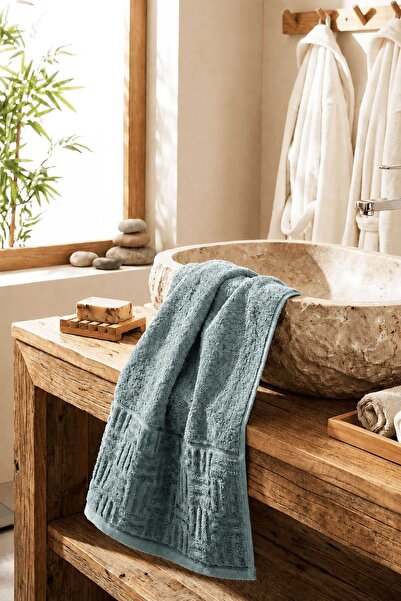 Mira Home Hand and Face Towel 50X90 cm 100% Cotton Partial Velvet Vento Green