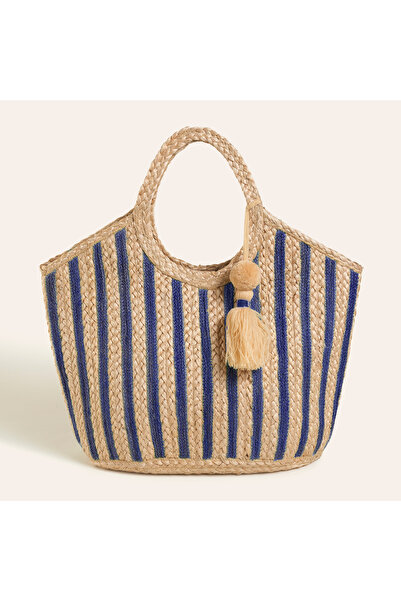 Zsa Zsa Zsu Pandıt Jüt Çanta 50x46x16 Cm Natural - Mavi