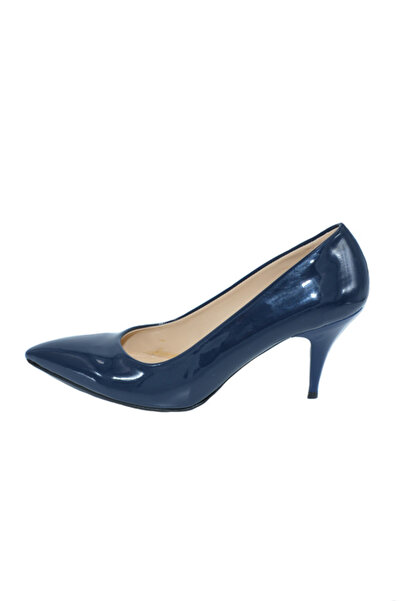 OEM Pantof elegant, lucios, cu toc subtire inalt, de culoare bleumarin
