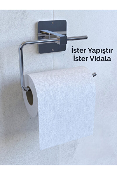 EMPA METAL Yapışkanlı Krom WC Kağıtlık / Tuvalet Kağıdı Tutacağı