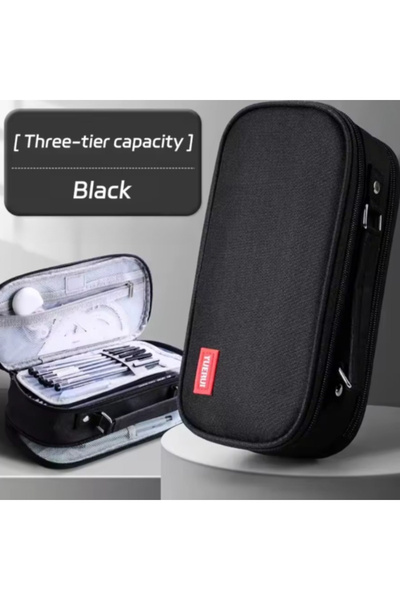 choice2 Black Multifunctional Pencil Case-Dirt-Resistant Zipper Storage Bag w...