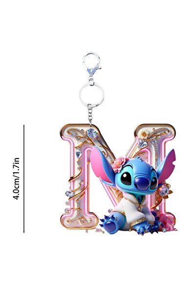 Choice13 Bandai M Acrylic flat 2D Stitch 26 English letters Pendant Keychain ...