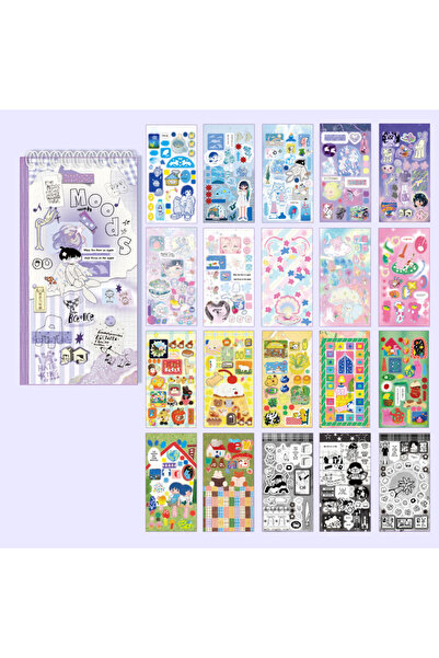 Choice1 S31271-2 Mr.Paper 20 Sheets/Book Kawaii Cartoon Sticker Book, Cute Ko...