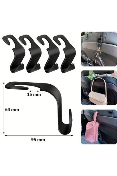 Pisicik 4Pcs Car Seat Back Hooks Multifunctional Phone Holder Vehicle Purse Hanger