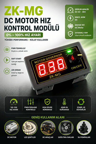 RoboPazar Zk-mg 30v 5a Dc Motor Sürücü Pwm Hız Kontrol Panel Tip Kutu %0-100 ...