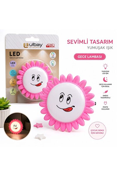 ZRN SHOP ELEKTRİKLİ ÇİÇEK LED GECE LAMBASI ON/OFF TUŞLU UYUMA IŞIGI
