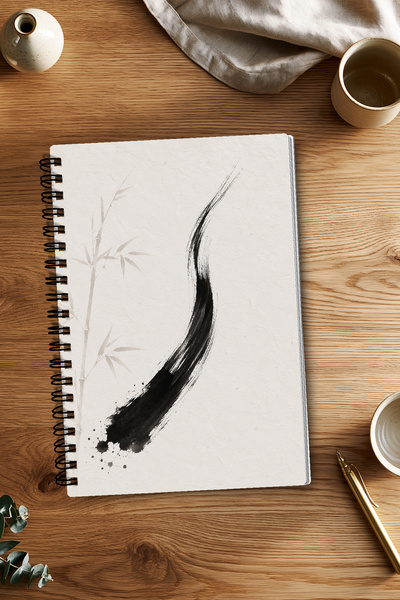giftkonsept Minimalist Black Ink Brush Design A5 50 Sheets 100 Pages Spiral C...