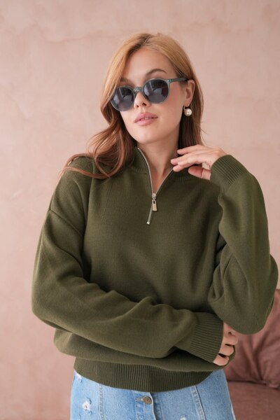 Pollena Short Zippered Interlock Knitwear Sweater Hn1800