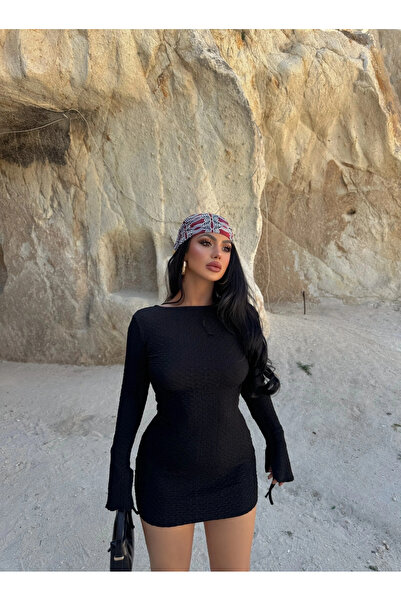 kırmızı butiks Φόρεμα - Μαύρο - Bodycon