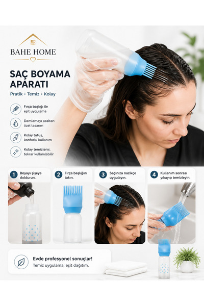 bahe home Taraklı Saç Boyama Şişesi Doldurulabilir Saç Boya Uygulama Aparatı ...