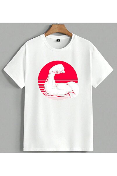ELFERA Dinosaur Sunset Crveni Tisak T-shirt Unisex Oversize Bela