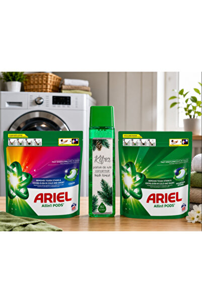 Ariel Capsule All-in-One-Pods Color 65 bucăți + Kifra Fresh Forest 200ml 80 b...