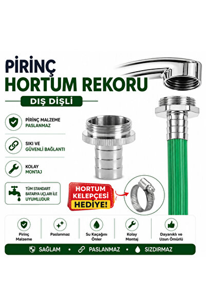 KarapolatYapı Dış Dişli Musluk Ucu Hortum Rekoru + Hortum Kelepçesi Hediyeli ...