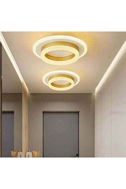 OEM Lustra LED SOLENA Rotonda Alb Auriu, Diametru 25cm, 13W, Lumina Rece/Cald...