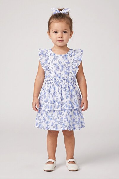NANETTE LEPORE Toddlers Girl 2 Pcs Floral Print Dress With Scrunchies, Multic...