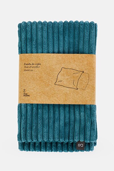 Muy Mucho Rectangular Shape Stripe Cushion Cover, Teal Green