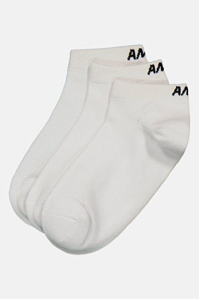 Anta Kids Boy 3 Pairs Brand Logo Ankle Socks, White