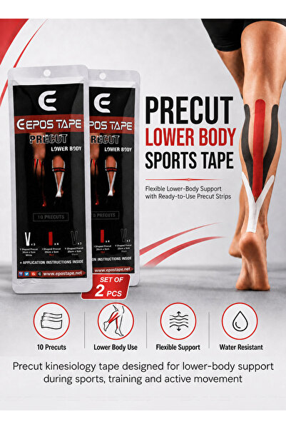 EPOSTAPE Pack of 2 Epos Precut Lower Body Sports Kinesiology Tape, 20 Ready-t...