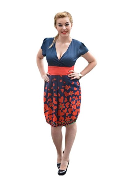 OEM Rochie casual tinereasca, de culoare bleumarin-rosu
