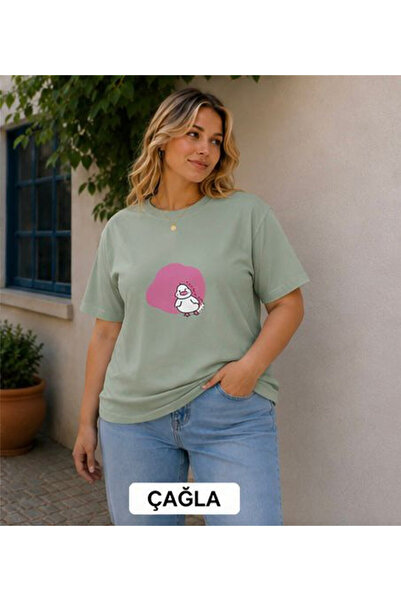 3S MODA تي شيرت نسائي كبير الحجم مطبوع رقميًا من Basic Duck