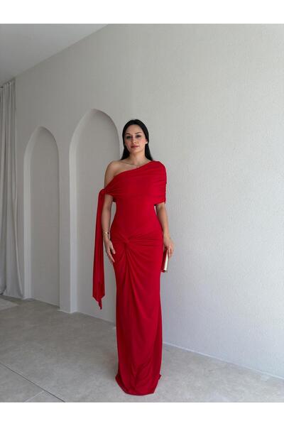Mooi Butik فستان رينات ماكسي 3007 - أحمر