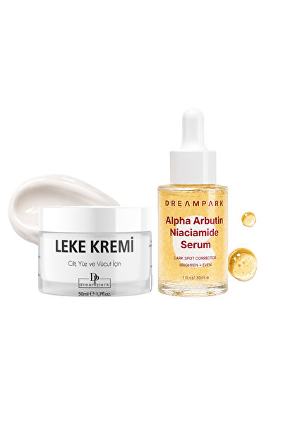DREAMPARK Alpha Arbutin, Niacinamide Serum + Leke Görünümü Bakım Kremi Seti 3...