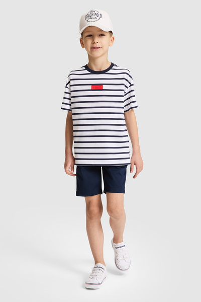 U.S. Polo Assn. شورت منسوج باللون الأزرق الداكن للأولاد 50325477-VR033
