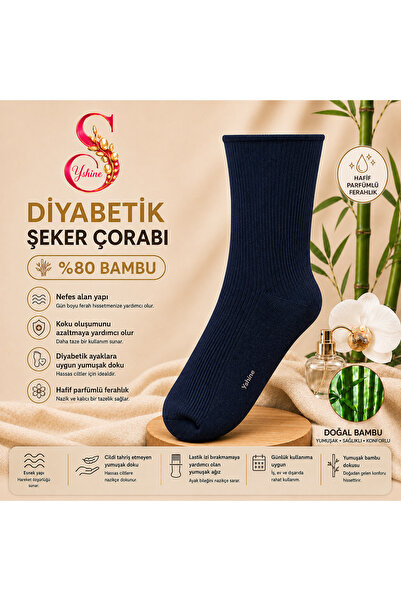 YSHINE Bambu Diyabetik Şeker Çorabı İnce Esnek Ağızlı Hafif Parfümlü Unisex S...