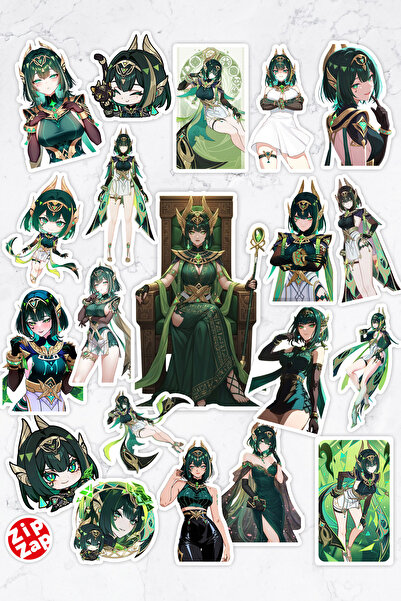 ZipZap Nefer Genshin Impact Anime Gacha Adhesive Foil Sticker Pack (20 Pcs)