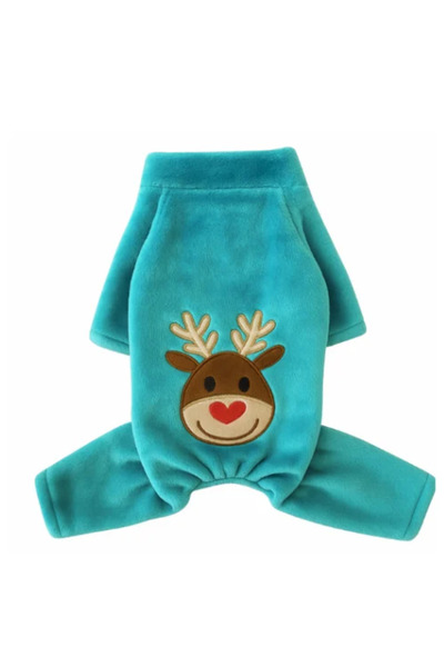 GedyCo Happy Deer Mint Soft Plush Small Breed Dog Jumpsuit
