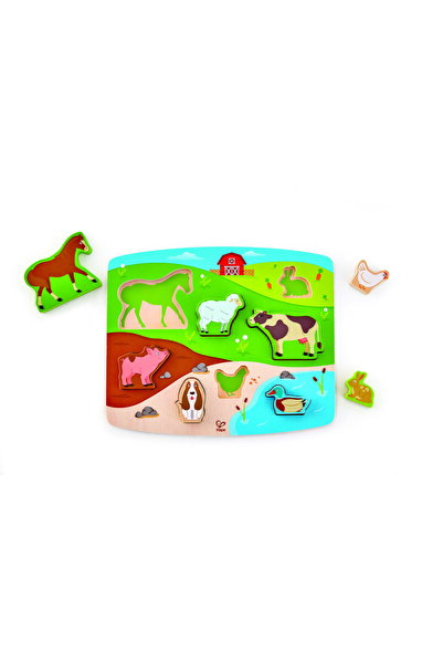 Hape Puzzle din lemn, Hape, Animale de companie, 9 piese