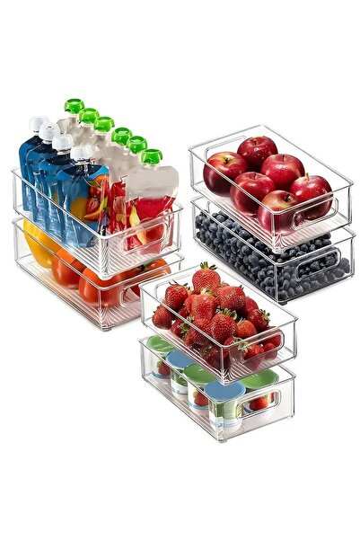 Velaris Set de 6 organizatoare pentru frigider, ABS durabil, fără BPA, cu mân...