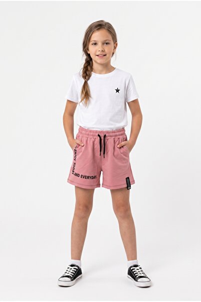 Toontoy Girl's Printed Elastic Waist Tie-Up Cotton Basic Shorts 22084