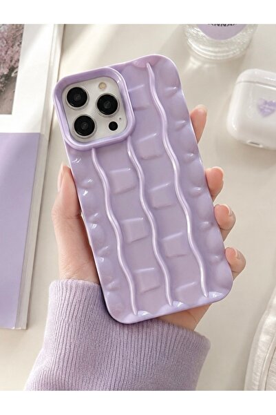MİRAZ TASARIM IPHONE 14 PRO MAX LİLA 3d DALGALI KILIF