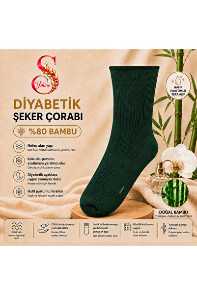 YSHINE Bambu Diyabetik Şeker Çorabı İnce Esnek Ağızlı Hafif Parfümlü Unisex S...